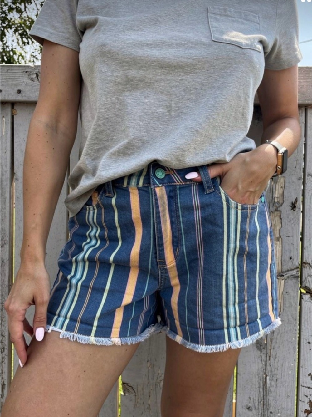 Judy Blue High Waist Striped Denim Shorts